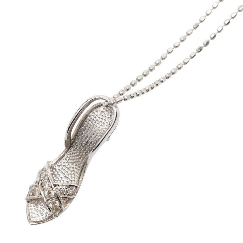 Unbranded Diamond High Heel Motif 18K White Gold Necklace Silver